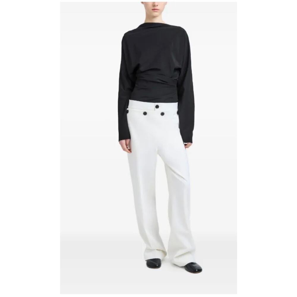 Proenza Schouler Keegan Stretch Silk Blend LS Top in Black 4 - Picture 4 of 7